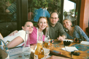 Curley & Pynn team members take a break from a day-long, city-wide team scavenger hunt.