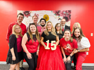 The Curley & Pynn team celebrates Connie Mercado’s 15th year at the firm