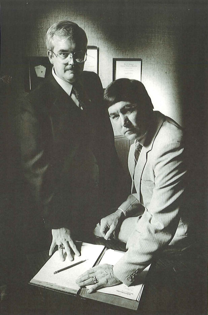 Curley & Pynn co-founders Joe Curley and Roger Pynn pose for one of their first photos as business partners.