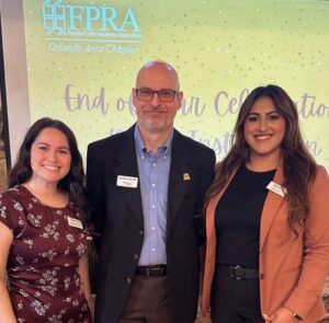 Sarah Kelliher, Dan Ward and Gisselle Garcia at the Florida Public Relations Association (FPRA) 2025 chapter breakfast event.